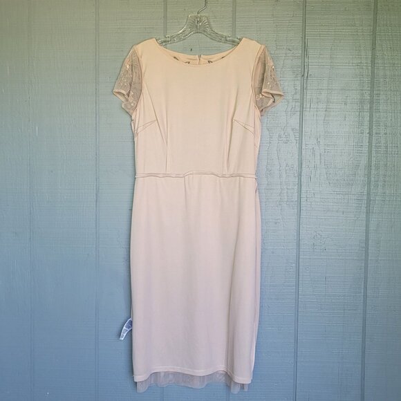 Adrianna Papell Beaded and Sequins Flutter-Sleeve Blush-Pink Dress. Size 10 - Picture 9 of 15